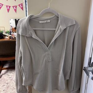 Altar'd State Gray Ribbed Top